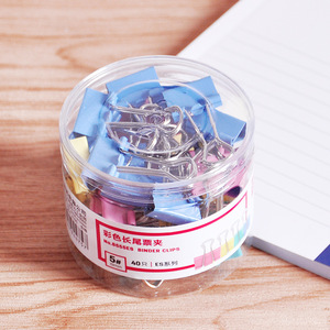 Deli Binder Clips 19mm Colored Metal Dovetail Clip 40 Pieces For Document Folder - Product Image 1