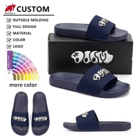 Sandales antidérapantes en EVA souple bleu marine personnalisées pour hommes et femmes, idéales pour la plage, l'intérieur et la salle de sport (vente en gros)