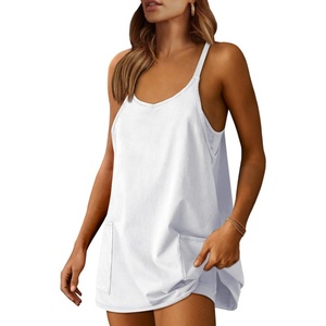 Spring Outfits 2025 Mini <b>Romper</b> Dress Workout Tennis Active Sports Athleisure Outfits Built in Shorts Trendy Vacation Black - Product Image 6
