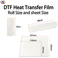 Papel de Transferencia Térmica DTF de una Cara Norman, Hojas A4 para Ropa, Material PET, Compatible con Impresoras de Inyección de Tinta Epson