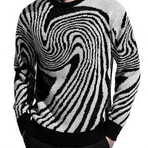 Suéter de punto jacquard extragrande para hombre, cuello redondo, patrón geométrico, ropa informal de otoño - Product Image 5