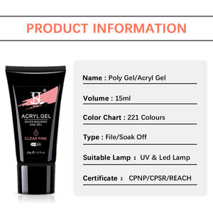 Toptan Stokta 12 Renk Poli Jel Toplu 15ml Düşük Mehq Hema Tpo İçermeyen Uv Akrilik Uzatma Poli Tırnak Jeli Ojeleri - Product Image 2