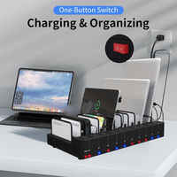 Support de bureau portable pour ordinateur portable, station de charge USB 10 ports, armoire de charge intelligente pour téléphone portable et Chromebook pour le bureau