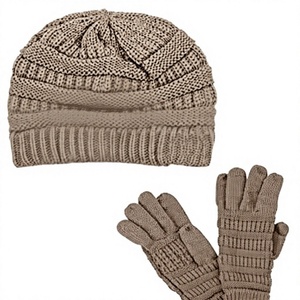 Adult Autumn Winter Windproof Warm 100% Acrylic Knit <b>Hat</b> & Bib 2-Piece Set Jacquard Style Medium Length Wholesale Color Size - Product Image 2