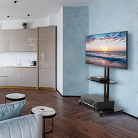 Carrito de TV Rodante Moderno con Acero Aleado y Vidrio Templado para TV LCD de 32-75 Pulgadas, Mueble para Oficina en Casa