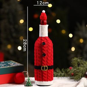 Christmas <b>Red</b> Wine Bottle Cover Sleeve Bags Knitted Wool <b>Belt</b> Elderly Xmas Table Kitchen Decor Ornament Gifts - Product Image 4
