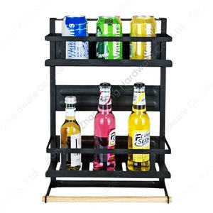 Fridge Organizer Magnetic Shelf Black 2 Tier Hanging <b>Kitchen</b> Storage For Condiments And <b>Paper</b> Towel Roll - Product Image 2