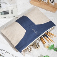 Sacs d'emballage réutilisables en toile de jute avec logo personnalisé promotionnel imprimé fermeture éclair lavable pochette de maquillage avec logo personnel