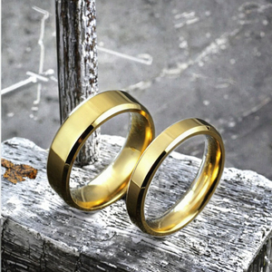 高品质不锈钢结婚戒指镀金经典订婚情侣戒指派对男女批发 - Product Image 2