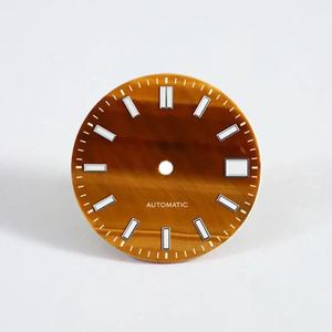 Esferas de reloj OEM personalizadas de 28,5 mm, esfera estéril de piedra de ojo de tigre amarillo natural, alta calidad, NH35 sin fecha, SW200 ETA2824 9015 - Product Image 1