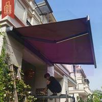 Auvent rétractable électrique avec bras éclairés en alliage d'aluminium pour cour, balcon, abri de pluie, zones extérieures, auvent cassette complet