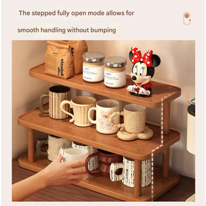 Kệ gỗ nhiều lớp kệ trưng bày quả óc chó màu đen phòng khách bộ trà giá đỡ cốc trà kệ trưng bày siêu thị - Product Image 6