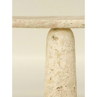 Table d'appoint moderne en marbre massif avec plateau arrondi et base massive pour salon - Dream Home