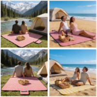 Couverture de pique-nique classique à carreaux imperméable, 3 couches, lavable en machine, tapis de camping pour la plage et les pique-niques en famille