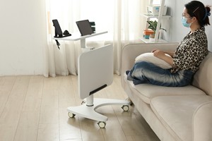 Carro de ordenador portátil ajustable plegable con Control de altura neumático ADA con ruedas, escritorio de ordenador móvil para oficina en casa, ruedas móviles - Product Image 5