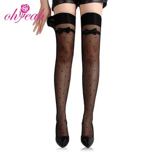Best Prices Solid Jacquard Bow Tie Black Fishnet Transparent Stockings Fits XS-L Young Girl Stockings