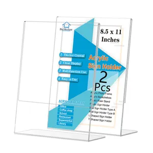 데스크탑 슬랜트 백 아크릴 사인 홀더 및 플라스틱 L 자형 종이 진열대 레스토랑 사무실 시장 도서관 상점
