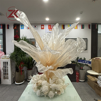 Centre de table en organza champagne ZKAI, fleurs artificielles au toucher réel, centre de table en pétales pour les événements de mariage, la décoration de table de fête