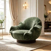 Fauteuil d'appoint en velours à pétales, design moderne et luxueux, pour salon, villa, salle d'exposition, hall d'hôtel