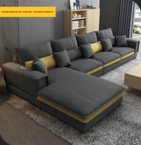 Conjunto de sofá Seater 7 U Em Forma de Sofá Secional Tecido Grande Sala de estar Sofá de Canto Moderno Design Simples