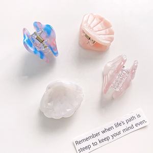 <span class=keywords><strong>PL</strong></span>甜美可爱迷你小刘海发夹粉色醋酸海洋贝壳爪夹醋酸大理石贝壳发夹 - Product Image 2