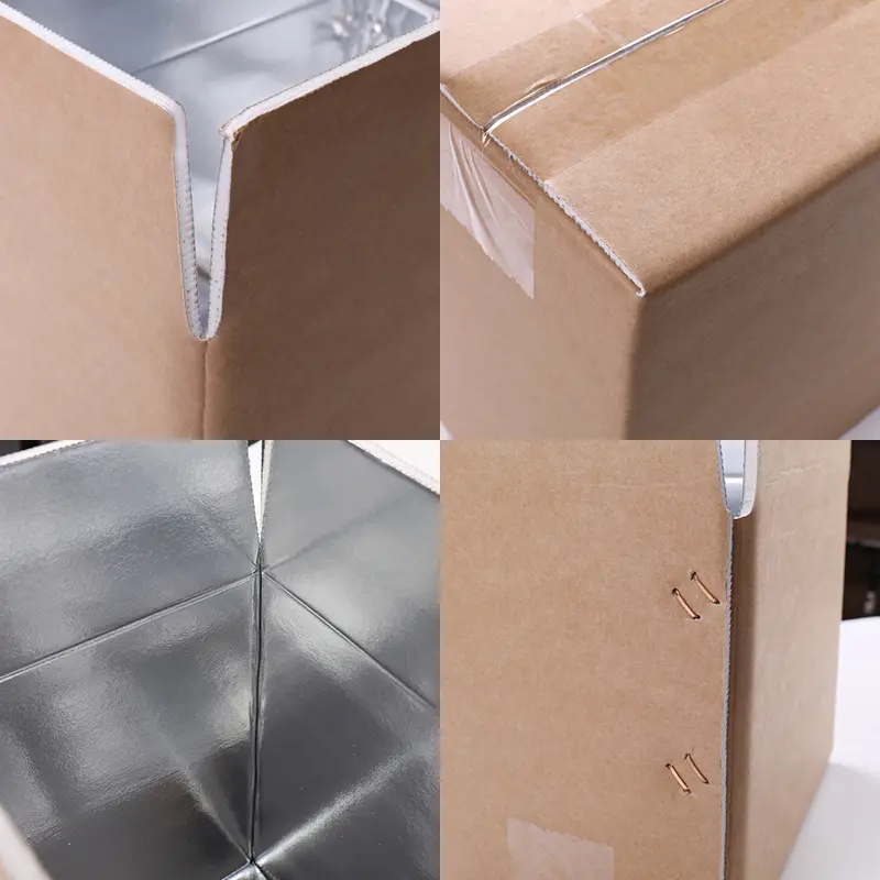 Caja de embalaje de alimentos frescos cartón aislado/espuma de papel de aluminio caja de espuma plegable caja con aislamiento térmico para alimentos