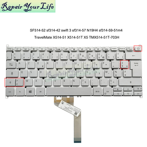 แป้นพิมพ์แล็ปท็อปแบบฝรั่งเศสสีเงินใหม่สำหรับ ACER SF514-52 <span class=keywords><strong>SF314</strong></span>-<span class=keywords><strong>42</strong></span>รวดเร็ว N19H4 3 <span class=keywords><strong>SF314</strong></span>-57 <span class=keywords><strong>SF314</strong></span>-59-51M4 SV03P_A70SWL มี backlit - Product Image 2