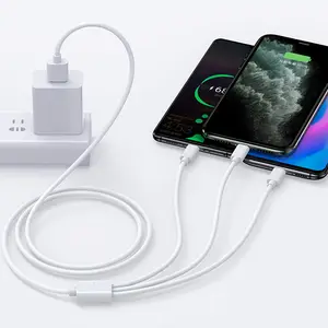 Multi Charging Cable 3 in 1 Multi Charger USB Charging Cord Cable IP Type-C Micro USB Port Connectors for Phone 12 11