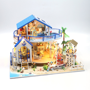 Hongda 13844 nouvelle mode bricolage <span class=keywords><strong>Miniature</strong></span> <span class=keywords><strong>maison</strong></span> de poupée en bois <span class=keywords><strong>maison</strong></span> de poupée bricolage en bois <span class=keywords><strong>Miniature</strong></span> <span class=keywords><strong>maison</strong></span> avec lumière - Product Image 1