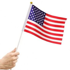 Polyester CMYK Color Silk <b>Screen</b> Printed World American Hand Waving Flag for Sports Events with Plastic Pole and Custom Shape - Product Image 4