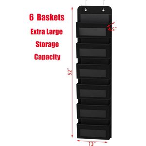 ที่เก็บของแบบแขวนประตู 6 ช่อง ผ้าสีดำ สำหรับเก็บของเด็ก - Product Image 2