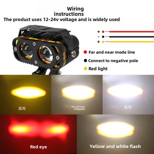 Faro LED para Motocicleta, <span class=keywords><strong>Ojo</strong></span> <span class=keywords><strong>de</strong></span> <span class=keywords><strong>Demonio</strong></span>, Luz Roja Intermitente <span class=keywords><strong>de</strong></span> Dos Colores, Faro para Vehículo Eléctrico - Product Image 3