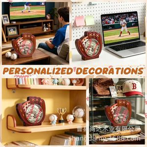 Wooden <b>baseball</b> <b>glove</b>-shaped piggy bank, transparent household piggy bank for children, cartoon bedroom piggy bank for kids' - Product Image 3