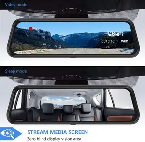 صندوق أسود للسيارة 10 بوصة مرآة داش كاميرا سيارة بعدسة مزدوجة عكس المعونة داش كاميرا 1080P لمس كاملة شاشة الفيديو مرآة Dashcam