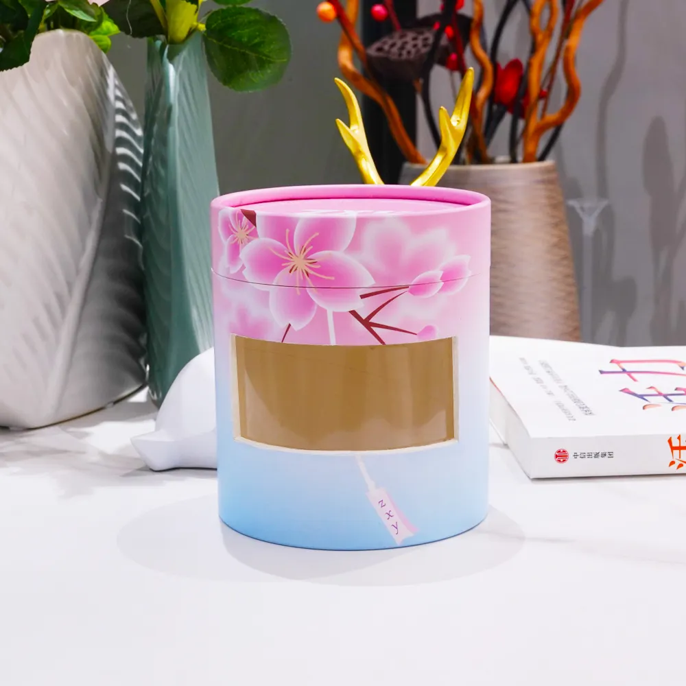 Confezionamento per uso alimentare di lattine da tè Design personalizzato tubo di carta artigianale rotondo con coperchio in metallo tubo di carta a cilindro