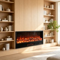 Cheminée électrique encastrable de 20 pouces avec insert intégré, chauffage 1500W, protection contre la surchauffe, flamme LED, contrôle par application pour salon et hôtel