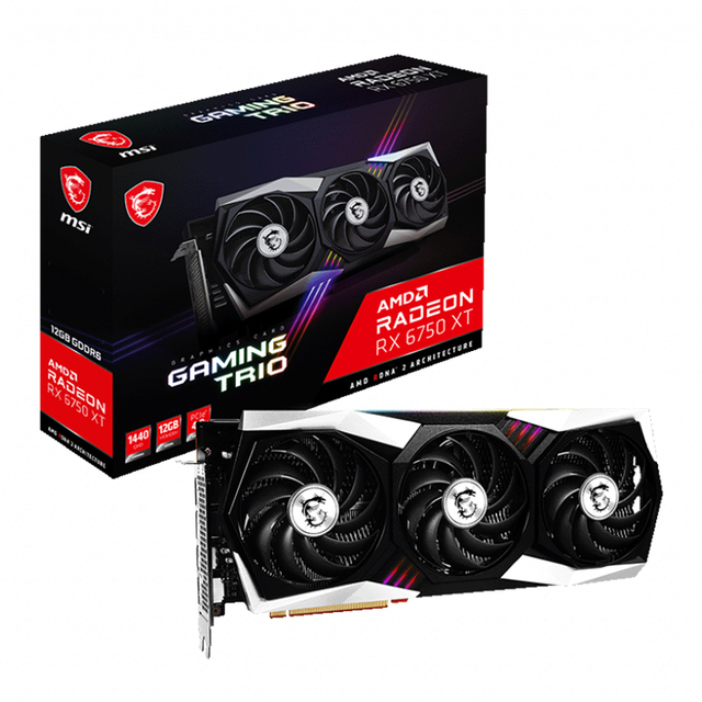 MSI AMD Radeon RX 6750XT TRIO 12G Used Gaming Graphics Card with 12GB GDDR6 192-bit Memory Used for Desktop Support