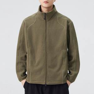 抓绒夹克街头服饰男女通用拉链式羊毛软壳羊毛抓绒秋季夹克带定制刺绣徽标保暖夹克 - Product Image 2