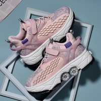 Chaussures à roulettes rétractables pour enfants, 4 roues, respirantes, en maille, pour marcher et rouler, baskets à roulettes pour garçons et filles, taille 33-43