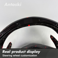 Volant de direction personnalisé pour Kia Forte Stinger GT, style sport, en daim noir, fibre de carbone forgée rouge, avec LED intelligentes