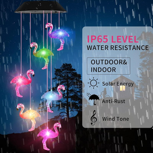 Carillons éoliens rustiques solaires Flamingo Garden Decor Yard Mom Women Girl Love Gift Night Lamp Led Lights Outdoor Solar Wind Chime - Product Image 3