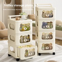 Meuble de rangement sur roulettes de style dessin animé, en polypropylène, pour jouets, collations et rangement pour enfants