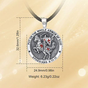 Collar de Caballeros Templarios de Plata de Ley 925 Merryshine, Escudo de <span class=keywords><strong>Caballero</strong></span> Medieval, Colgante de Cruz de Esmalte Rojo - Product Image 4