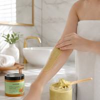 Scrub Tubuh Kopi Kunyit Label Pribadi, Pembersih Tubuh Alami untuk Perawatan Kaki dan Tubuh