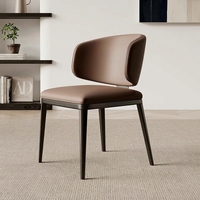 Chaises de salle à manger minimalistes avec cadre en fer et cuir huilé, dossier amovible et lavable, pour hôtels et cafés