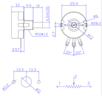 TOPVR WTH118-2W Potentiomètre double haute puissance multi-gang avec interrupteur DPDT, réglage rotatif, résistant aux hautes températures, pour soudage