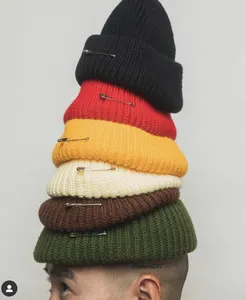 Zg grosir topi Beanie rajut berkualitas tinggi Fashion Sombrero Sin dengan Logo kustom topi musim dingin kupluk Fuzzy