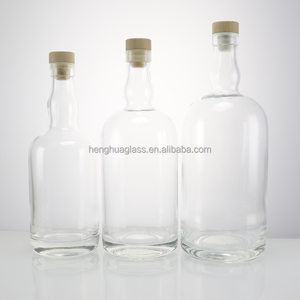 Vòng rõ ràng 500ml 750ml 1000ml <span class=keywords><strong>1</strong></span> lít siêu Flint Thủy Tinh Rượu chai với nút chai cho tinh thần rượu Vodka rượu rum rượu Whisky - Product Image 1
