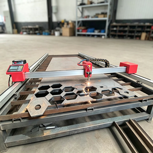 Machine de découpe plasma CNC rouge pour tôles métalliques, table de découpe plasma pour atelier de fabrication d'acier - Product Image 1