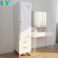 Armoire en acier moderne avec deux tiroirs, idéale pour les chambres ou les appartements, dotée de portes ventilées.